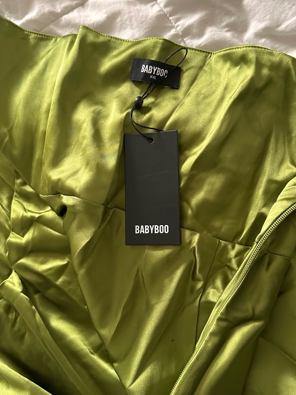 BABYBOO Olive Green Maxi Dress with Pleated Halter Bodice - Picture 6 of 10